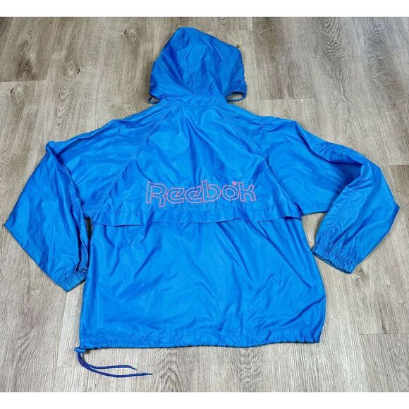 VINTAGE Reebok Sport Windbreaker Jacket Adult Large Full Zip Hoodie Bright 90s - Picture 1 of 10